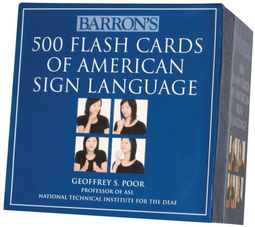 Lot de 500 cartes flash en langue des signes américaine dans une boîte