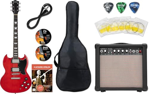 Rocktile Pro S-R Guitarra Eléctrica Heritage Starter Set + Set de Accesorios + Amp