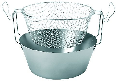 Artame ART23230 – Friteuse inox traditionnelle dite friteuse du Nord fond thermique et panier acier étamé - Ø 30cm, 6,7l