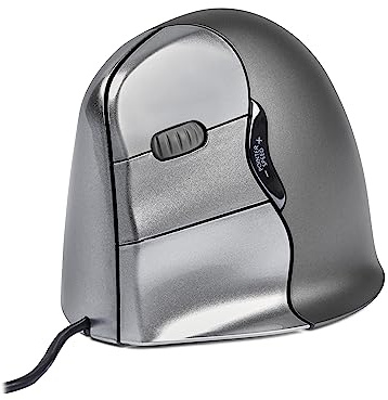 BakkerElkhuizen Evoluent4 Kabelgebunden, Ergonomische vertikale Maus, Linkshänder, Dunkelgrau/Schwarz/Silber