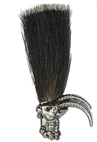 Breiter Hutanstecker Hutabzeichen Hutschmuck Anstecker Steinbock mit Gamsbart-Imitat 8,5 cm Trachtenpin Brosche