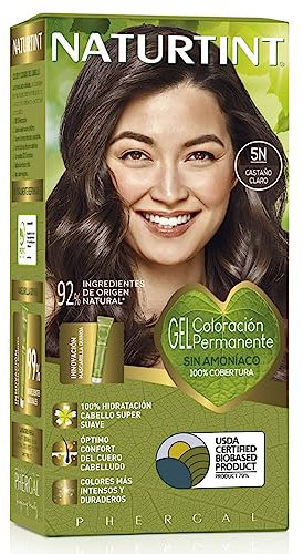 Naturtint Colorazione senza ammoniaca, Copertura dei capelli grigi al 100%, Ingredienti vegetali, Colore naturale e di lunga durata, 5N Marrone chiaro, 170ml