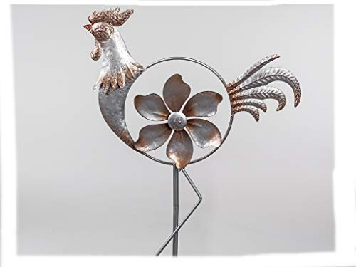 formano Gartenstecker Landhaus Hahn mit Windrad H. 110cm Silber Garten