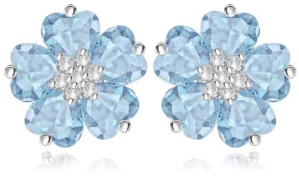 Crystalline Azuria Blume Ohrringes 18ct Weiß Vergoldet Zirkonia Kristalle Blumen Ohrstecker für Damen und Mädchen