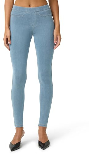 No nonsense Women's Classic Denim Leggings with Real Back Pockets, Elastic Waist, High Waisted - Stretchy & Trendy Jeans - Light Denim - Medium