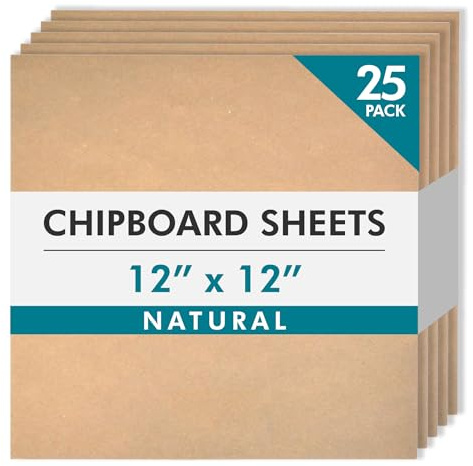 Grafix Medium Weight Chipboard – 12x12, Natural Acid-Free 0.057” Sheets, Create Three-Dimensional Embellishments for Cards, Papercrafts, Mixed Media, Home Décor, and More, Pack of 25