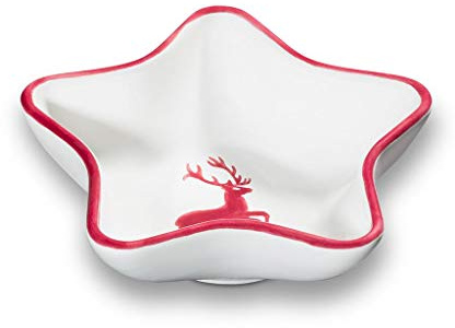 GMUNDNER KERAMIK Sternschale Stella Grösse: l= 14 cm x b= 14 cm x h= 3.9 cm bordeauxroter Hirsch Geschirr, handgemacht in Österreich