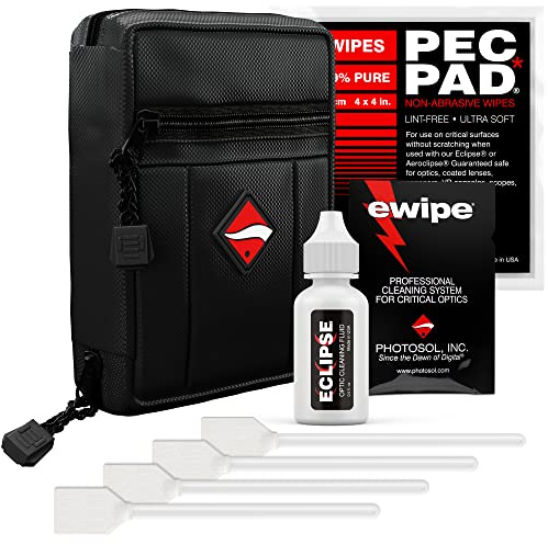 Photographic Solutions Digital Survival Kit - Type-2 (17mm) Sensor Swabs, PEC-PAD Photo Wipes, E-Wipe Packet, Eclipse Optic Cleaning Fluid - Camera Cleaning Kit with Travel Bag