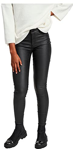 Vila Clothes Damen Slim Hose VICOMMIT RW New Coated - NOOS 14036194, Gr. 40 (Herstellergröße:L), Schwarz (Black)