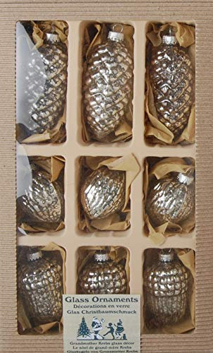 Lauschaer Christbaumschmuck - 9er Set in Silber - 50 Kugelaufhänger gratis