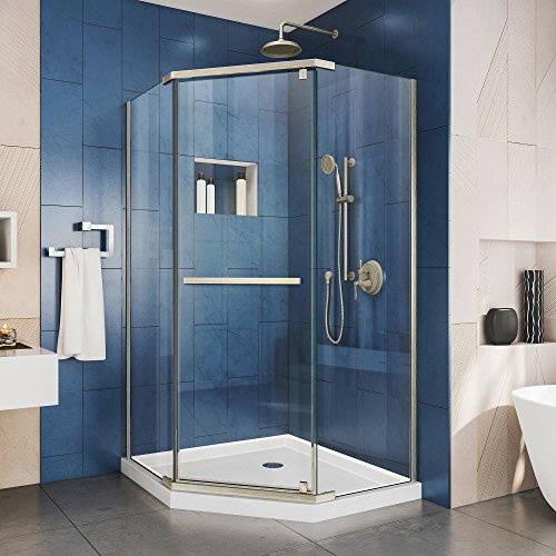 DreamLine Prism 38 1/8 in. x 72 in. Frameless Neo-Angle Pivot Shower Enclosure in Brushed Nickel, SHEN-2138380-04