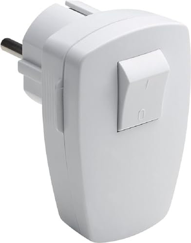 Meister spina con contatto di protezione – 250 V – 16 A – con interruttore a 2 poli – Massima sezione cavo 1,5 mm2 – IP20 interno – installazione laterale/spina angolare con interruttore., 7421210