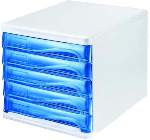 Helit Schubladenbox 5 Schübe blau transluzent/lichtgrau