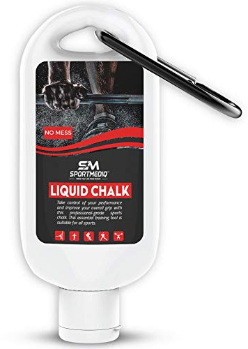 SPORTMEDIQ Pro Grade Liquid Chalk – 1 Pack - Mess Free Professional Hand Grip for Gym, Weightlifting, Rock Climbing, Gymnastics, Rock Climbing - Dries in Seconds - 1.69oz Travel Size with Belt Clip