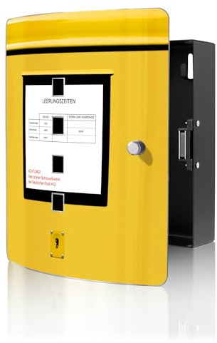 banjado Design Schlüsselkasten aus Edelstahl für 10 Schlüssel - Schlüsselschrank zur Schlüssel Aufbewahrung 24 x 21,5 x 7cm groß mit praktischem Magnetverschluss - Motiv Briefkasten Gelb
