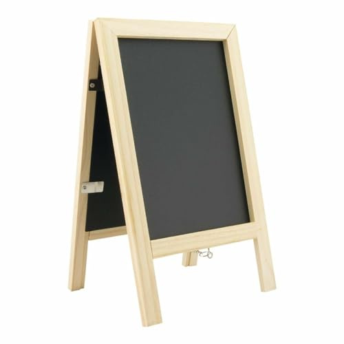 Securit SBSBMNI Mini Tisch Kundenstopper, 2 in 1 Foto- und Kreidetafel aus Naturholz, ca. 25 x 15,2 x 2 cm groß, schwarz | Foto- und Kreidetafel - Beidseitig beschreibbar - Witterungsbeständig