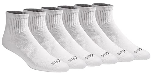 Dickies Men's Dri-Tech Moisture Control Quarter Socks, Available in M-XXL (6, 12, 18 Pairs), White (6 Pairs), Large