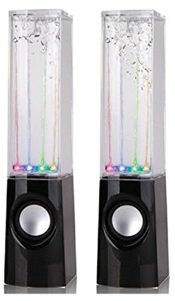 Tenlacum USB Powered Muti-Coloured Illuminated Fontaine Style stéréo de l'eau Haut-parleurs Danser pour MP3 / Téléphones Portables/Ordinateurs (Noir)