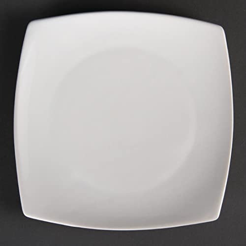 Olympia Whiteware - Placas de servicio cuadradas redondeadas de porcelana de 185 mm, 12 unidades
