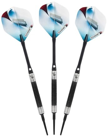 Elkadart Rasoir 80% tungstène Fléchettes à Pointe Souple avec Stockage/étui de Transport, Razor 80% Tungsten Soft Tip Darts with Storage/Travel Case, Style 1, 18 Grams, Multicolore