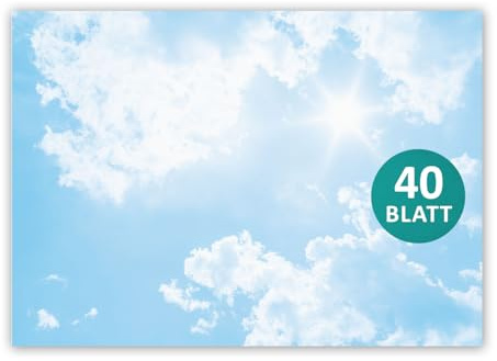 Schreibtischunterlage mit Wolken-Motiv I DIN A2 I 40 Blatt I aus Papier zum Abreißen I Schreib-Unterlage für Büro und Zuhause I dv605