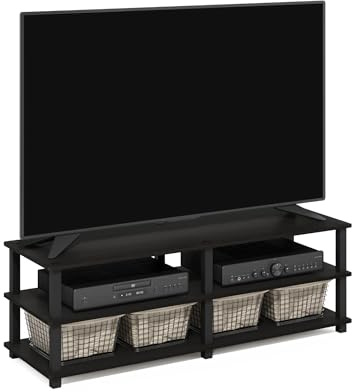 Furinno Soportes de TV sin Herramientas, Espresso and Black, 3 Niveles