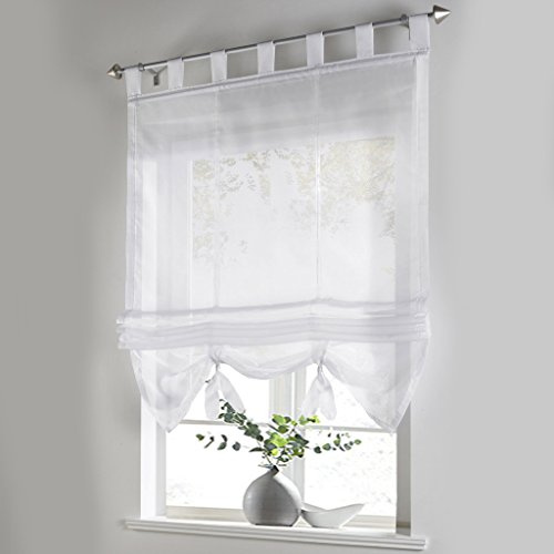 HongYa Raffrollo Voile Transparent Schlaufen Gardine BxH: 120x155cm Weiß
