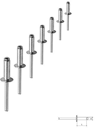 KLIMAS Blindnieten Flachkopf 4,8 x 8 mm - 500 Stück Popnieten Nieten