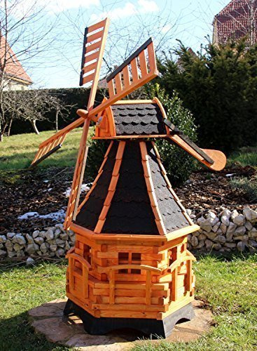 XXL Windmühle 1,40 m aus Holz mit Solar Typ 20 (schwarz)