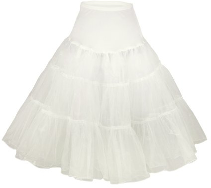 Flora® 50s Vintage Rockabilly Petticoat Skirt, 25 Length Retro Tutu Underskirt (Large-XLarge, IVORY)