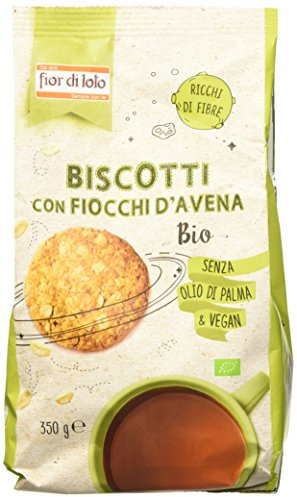 Fior di Loto Biscotti biologici ai fiocchi d'avena - Ricchi di fibre - vegani e senza olio di palma - 350 g