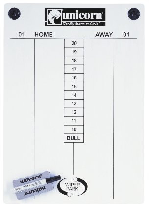 Unicorn Darts Scoreboard | Extra-Large 57 x 40 cm | Wipe Clean | with Marker Pen & Magnetic Wiper Tray | White
