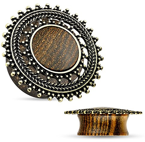 Holz Plug Flesh Tunnel Wood Ear Plug Saddle Fit Organic Vintage Ethno Piercing