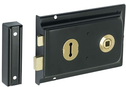 Sterling 6 x 4 Double-Handed Surface Mounted Rim Sashlock Door Lock | Reversible Latch & Key Operated Deadbolt Grey 2 Keys & Fixings Included For Wooden Internal & External Doors
