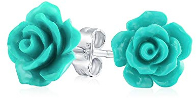 Pendientes De Botón De Rosa De Flores En Relieve 3D En Tonos Románticos Delicados De Rosa Azul Amarillo Verde Negro Morado Blanco Y Rojo De 10 MM Para Mujeres Adolescentes Ligeros