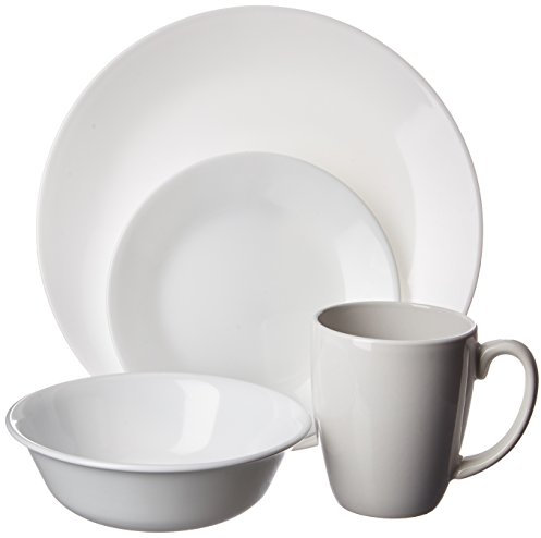 Corelle 1092896 16-Piece Vitrelle Glass Winter Frost White Chip and Break Resistant Dinner Set, Service for 4, White