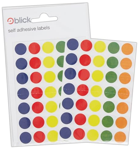 Blick-etiketter, blandade färger, självhäftande klistermärken, färgad prick, cirklar, 8 mm, 350 etiketter, för hem, kontor, familj, skola, semesterkalender, organisering, planerare, belöningsdiagram,