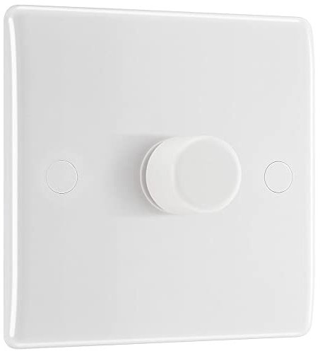 BG Electrical Intelligent Single Wall Dimmer Switch, 2 Way, Round Edge, Nexus 800 Series, White Moulded, 200W, 881