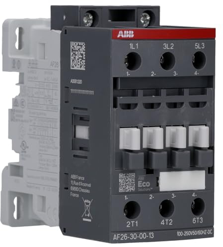 ABB AF26-30-00-13 Leistungsschütz - 100-250V AC/DC Motorsteuerung | 3 Schließer Kontakte - Elektronische AF-Spulensteuerung bis 11 kW - 400V - Hutschienenmontage -1SBL237001R1300