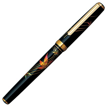 PLATINUM Japanischer Füllfederhalter VICOH #46 Changing Autumn Leaves/Nib/Feder: F/Handgefertig/Feder aus 18-Karätigem Gold/mit Geschenkbox/Füllhalter Schwarz