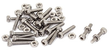 sourcing map 20 Stück Rändelschrauben Schrauben und Muttern Set M2 x 10 mm | Innensechskant