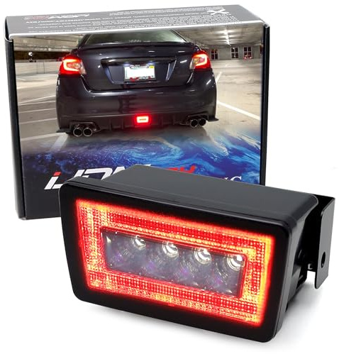 iJDMTOY Smoked Lens 3-In-1 Full LED Rear Fog Light Kit Compatible with Subaru Impreza WRX/STI or Crosstrek, Function as Tail/Brake Lamp, Backup Reverse Light, Includes Wire Harness & Mounting Bracket