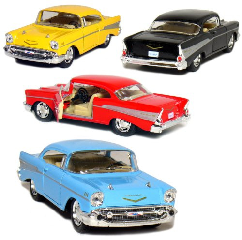 KiNSMART 1957 Chevy Bel Air Coupe 1:40 Scale 5 Die Cast Metal Classic Toy Car (4Set)