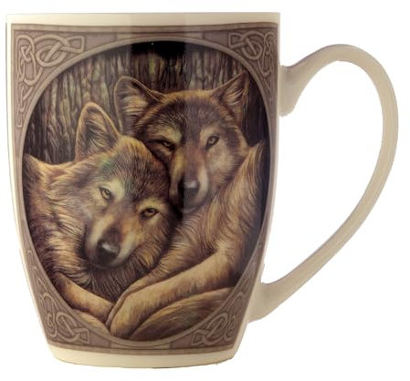 Puckator Tazza in Porcellana 300ml - Loyal Companions, Coppia di Lupi Innamorati - Designed by Lisa Parker