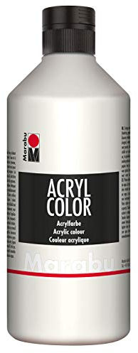 Marabu 12010075070 - Acryl Color weiß 500 ml, cremige Acrylfarbe auf Wasserbasis, schnell trocknend, lichtecht, wasserfest, zum Auftragen mit Pinsel und Schwamm auf Leinwand, Papier und Holz