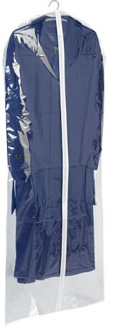 WENKO Kleidersack Transparent 150 x 60 cm Durchgehender Reißverschluss, abwaschbar Transparent