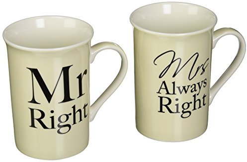 Lesser & Pavey Mr & Mrs Right Mugs Set of 2 | Ceramic Coffee Mugs Set for Home or Work | Premium Design Mugs Set for All Occasions | Lovely Mugs for Tea, Coffee & Hot Drinks