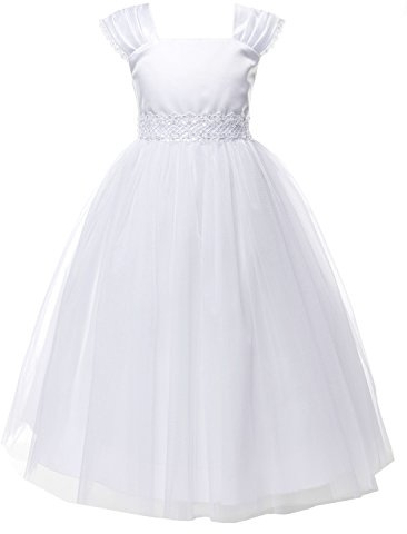 OLIVIA KOO Girls Graceful First Communion Dress (8, White)