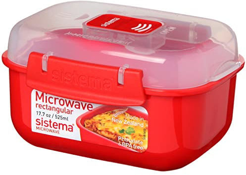 Sistema Rectangle Microwave Container | 525 ml | BPA-Free | Red/Clear