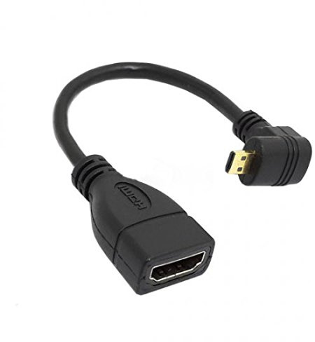 System-S Micro HDMI uppåtvinkel vinkelkontakt 90° vinklad till HDMI ingång hona kabel 15 cm